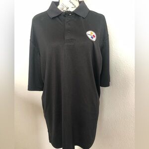 Pittsburgh Steelers NFL Team Apparel Black Polo Shirt Logo LARGE